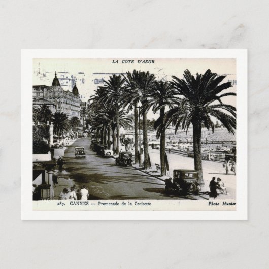 Cannes, Frankreich, Promenade de la Croisette Vint Postkarte (Vorderseite)
