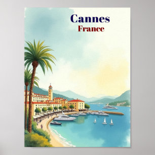 Cannes Frankreich Vintage Berühmter Reiseort Poster