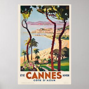 Cannes Frankreich Vintage-Reiseplakat-Druck Poster