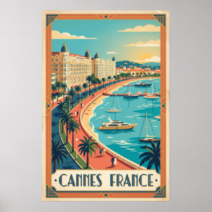 Cannes Frankreich Vintage Riviera Illustration Poster