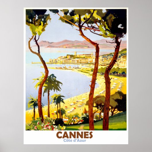 Cannes, französische Riviera, Frankreich. Vintage Poster (Vorne)