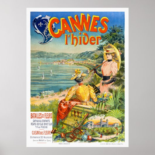 Cannes l'hiver France Vintage Travel Poster (Vorne)