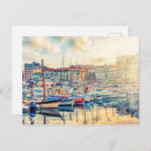 Cannes Stadt im Abend Postkarte (Vorne/Hinten)