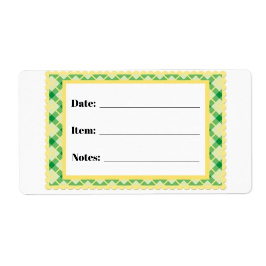 Canning and Food Storage Labels Gelbe grüne Rahmen (Vorne)