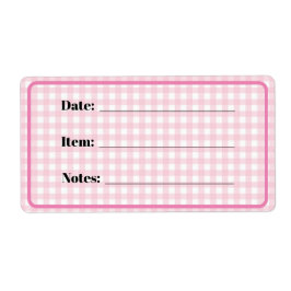 Canning and Food Storage Labels in Pink Gingham