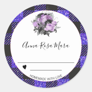 *~* Canning AP30 Grape Buffalo Gingham Homemade Runder Aufkleber