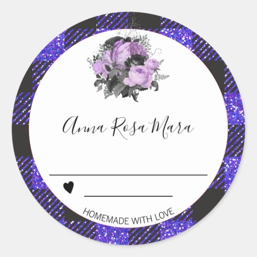 *~* Canning AP30 Grape Buffalo Gingham Homemade Runder Aufkleber (Vorderseite)