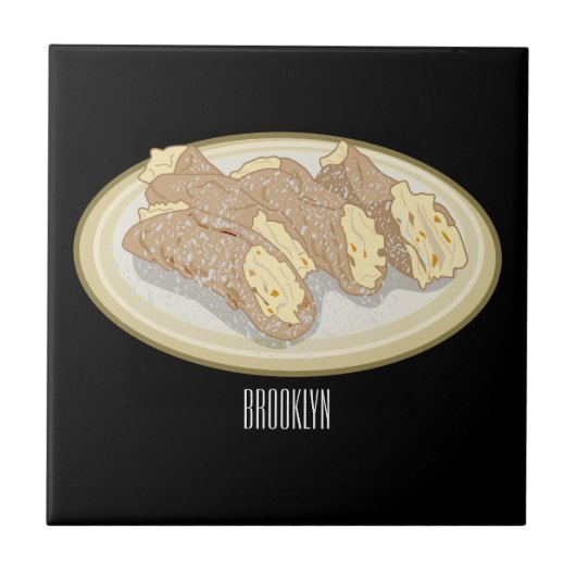 Cannoli-Cartoon-Abbildung Fliese (Vorderseite)