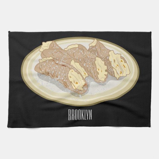 Cannoli-Cartoon-Abbildung Geschirrtuch (Horizontal)