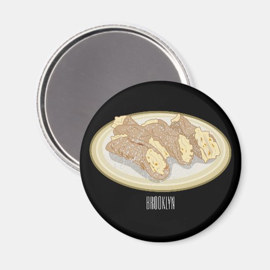 Cannoli-Cartoon-Abbildung Magnet (Vorderseite/Rückseite)