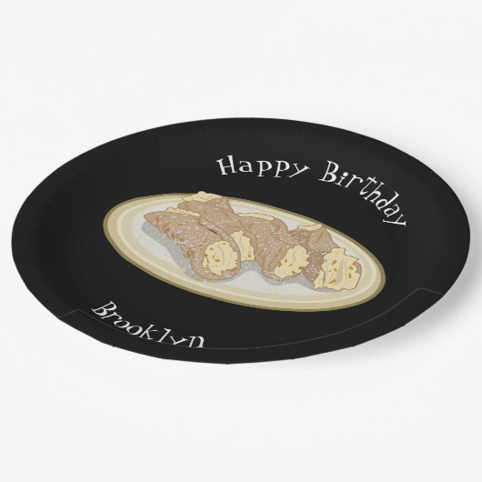 Cannoli-Cartoon-Abbildung Pappteller (Schrägansicht)