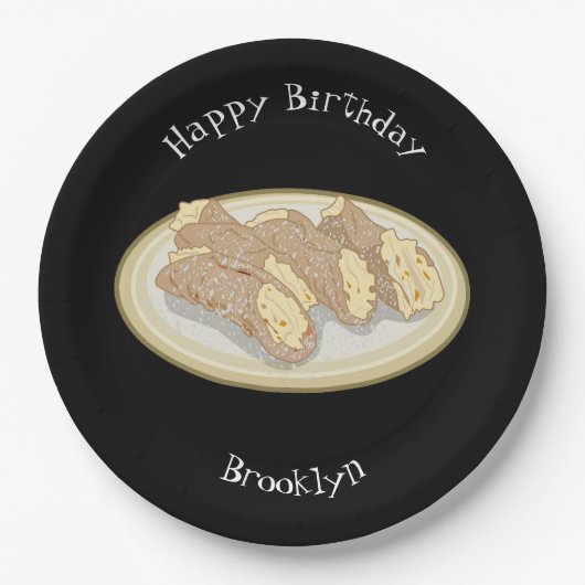 Cannoli-Cartoon-Abbildung Pappteller (Vorderseite)