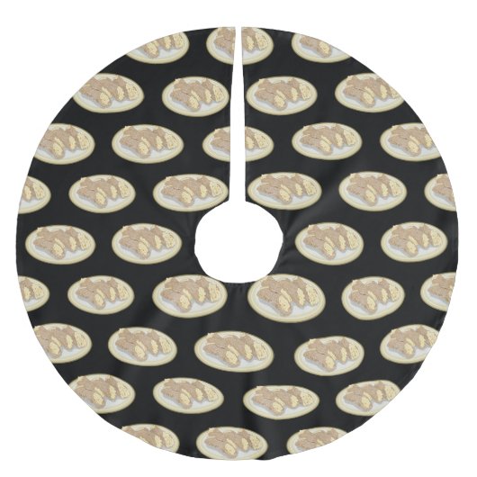 Cannoli-Cartoon-Abbildung Polyester Weihnachtsbaumdecke (Vorderseite)