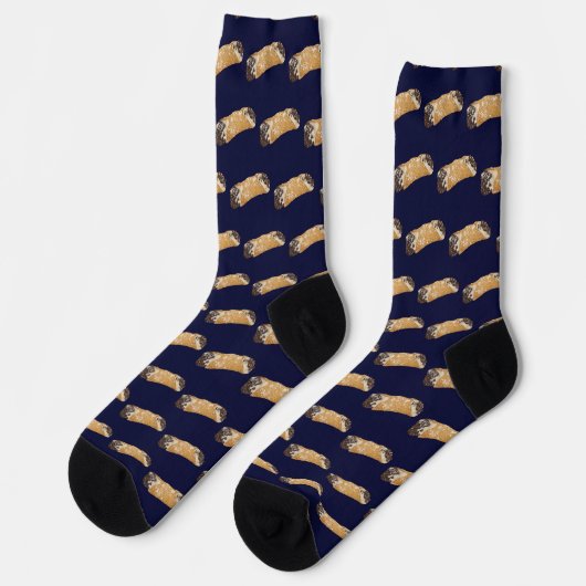 Cannoli on Navy Blue Background Socken (Linkes Detail)