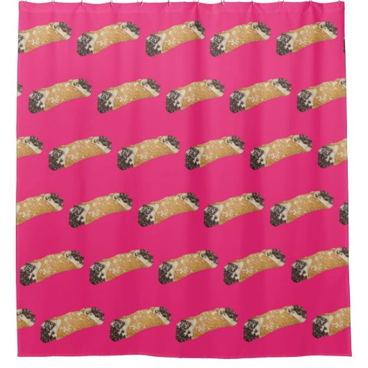Cannoli (rosa Hintergrund) Duschvorhang (Vorderseite)