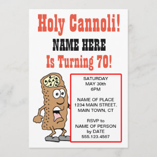 Cannoli Turning 70 Party Einladung