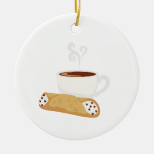 Cannoli und Kaffee Keramik Ornament