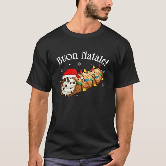 Cannolo Merry Christmas in italienischer Buon Nata T-Shirt (Vorderseite)