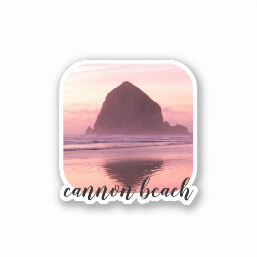 Cannon Beach Custom Pink Sunset Aufkleber (Vorderseite)