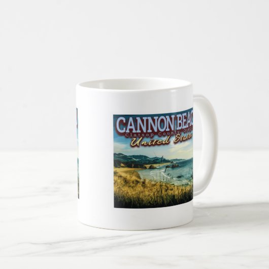 CANNON BEACH - HAYSTACK ROCK - OREGON USA KAFFEETASSE (VorderseiteRechts)