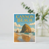 Cannon Beach Oregon Haystack Rock GeoSaga Postkarte (Stehend Vorderseite)