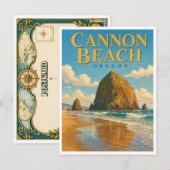Cannon Beach Oregon Haystack Rock GeoSaga Postkarte (Vorne/Hinten)