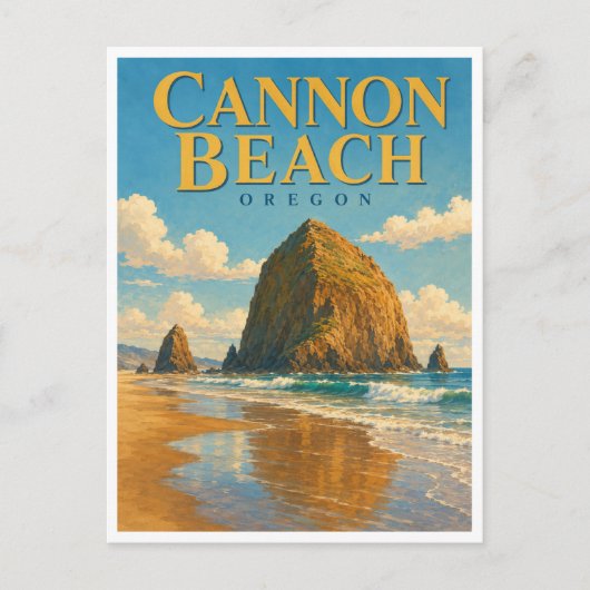 Cannon Beach Oregon Haystack Rock GeoSaga Postkarte (Vorderseite)