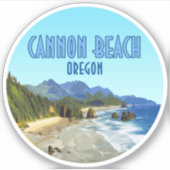 Cannon Beach Oregon Küste Vintag Aufkleber (Vorderseite)