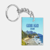 Cannon Beach Oregon Küste Vintag Schlüsselanhänger (Vorderseite links)