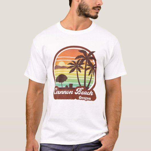 Cannon Beach Oregon OR Retro T-Shirt (Vorderseite)