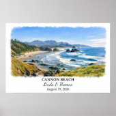 Cannon Beach Oregon Poster, Aquarell, Maßgeschneid Poster (Vorne)