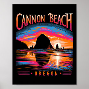 Cannon Beach Oregon Reisen Sommerurlaub Familie Poster