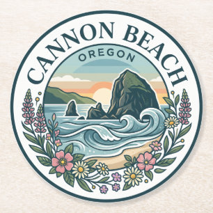 Cannon Beach Oregon Runder Pappuntersetzer