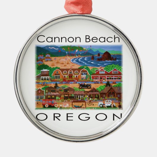 Cannon Beach ~ Oregon Silbernes Ornament (Vorne)