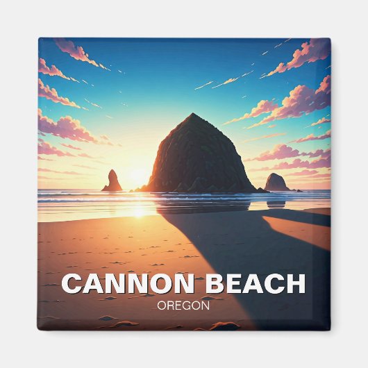 Cannon Beach Oregon Sonnenuntergang Magnet (Vorne)