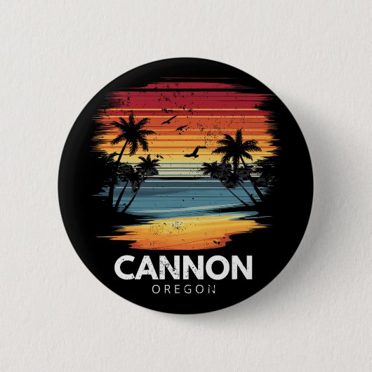 Cannon Beach Oregon Surfboard Surfing Vintage Button (Vorderseite)