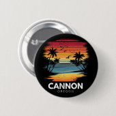Cannon Beach Oregon Surfboard Surfing Vintage Button (Vorne & Hinten)