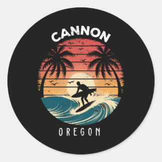 Cannon Beach Oregon Surfboard Waves Beach Runder Aufkleber