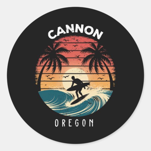 Cannon Beach Oregon Surfboard Waves Beach  Runder Aufkleber (Vorderseite)