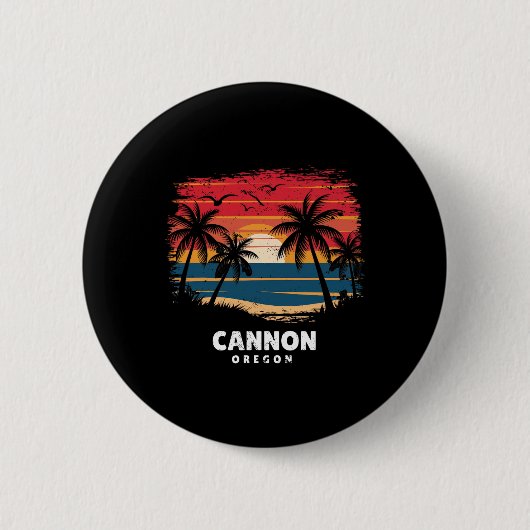 Cannon Beach Oregon Surfboarder Palm Tree Souvenir Button (Vorderseite)
