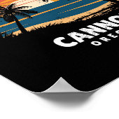 Cannon Beach Oregon Surfboarder Palm Tree Souvenir Poster (Ecke)
