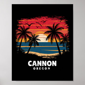 Cannon Beach Oregon Surfboarder Palm Tree Souvenir Poster
