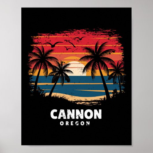Cannon Beach Oregon Surfboarder Palm Tree Souvenir Poster (Vorne)