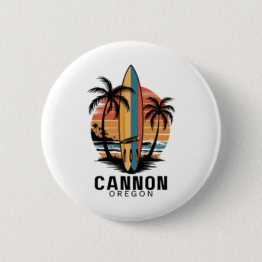 Cannon Beach Oregon Surfen Surfer Button (Vorderseite)