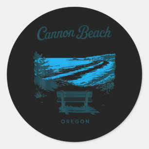 Cannon Beach Oregon Vintage Reise Panoramablick Runder Aufkleber