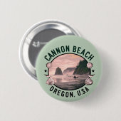 Cannon Beach Retro Vignette Button (Vorne & Hinten)