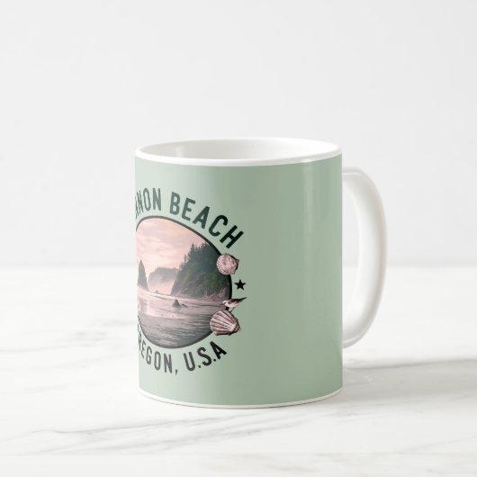 Cannon Beach Retro Vignette Kaffeetasse (VorderseiteRechts)