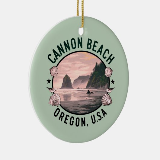 Cannon Beach Retro Vignette Keramik Ornament (Rechts)