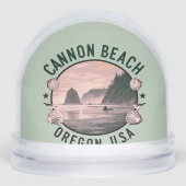 Cannon Beach Retro Vignette Schneekugeln (Vorderseite)