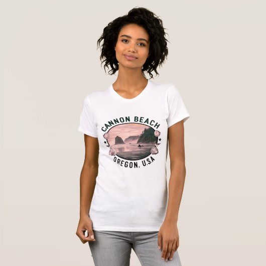 Cannon Beach Retro Vignette T-Shirt (Vorne ganz)